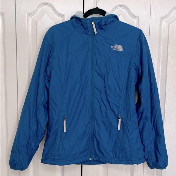 The North Face Fleece Lined Windbreaker Blue Raincoat Jacket M - Picture 1 of 8